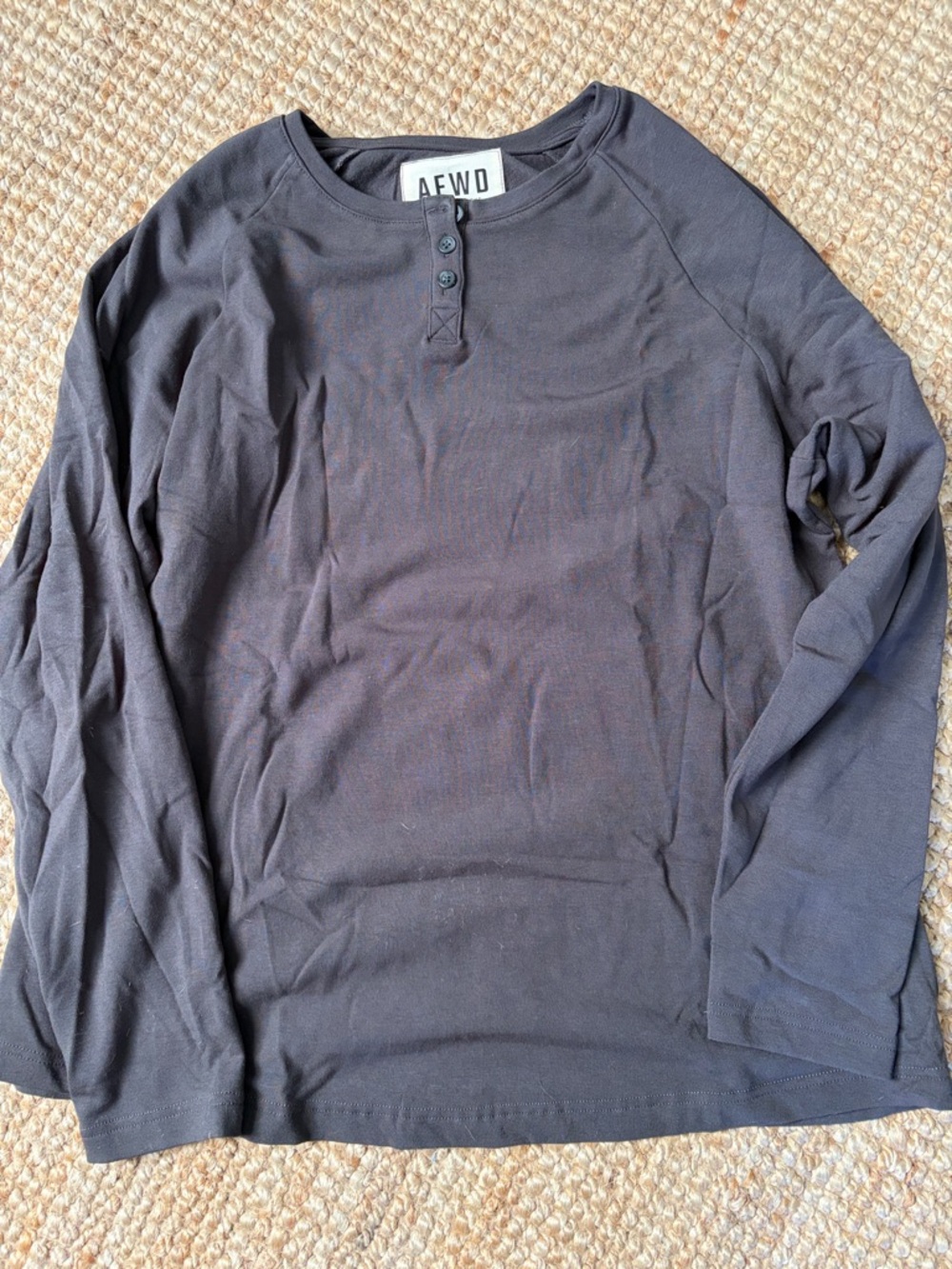 AFWD Women's Long-Sleeve Henley Top in Charcoal Gray